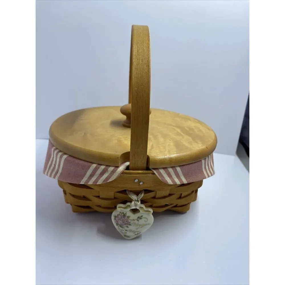 Longaberger 1999 Horizon Of Hope Basket Combo W/Lid, Liner & Pottery  Charm